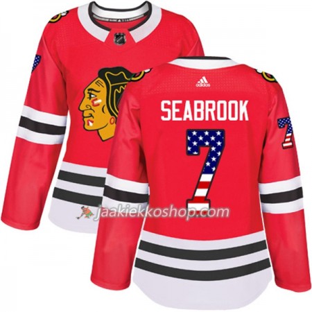 Nainen NHL Chicago Blackhawks Pelipaita Brent Seabrook 7 Adidas 2017-2018 Punainen USA Flag Fashion Authentic
